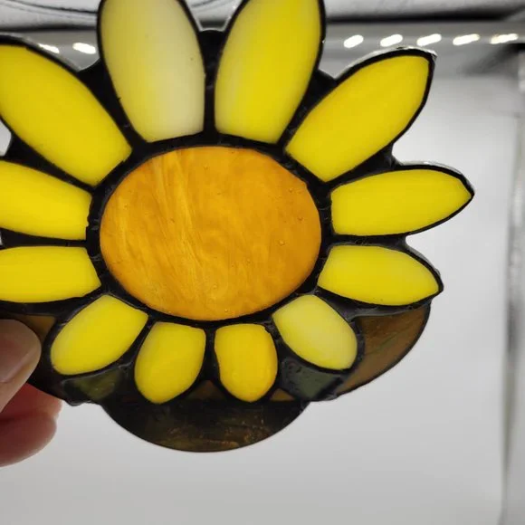Sunflower Sunshine Art Stained Glass Candle Holder Boho Farmhouse Cottagecore - Picture 2 of 10